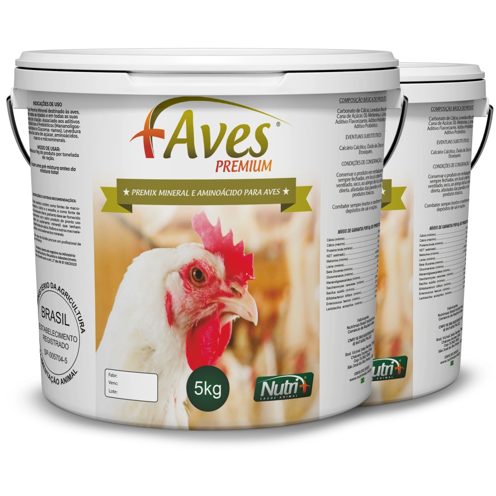 2 BALDES 5KG CADA DE PREMIX +AVES (FRETE GRÁTIS)