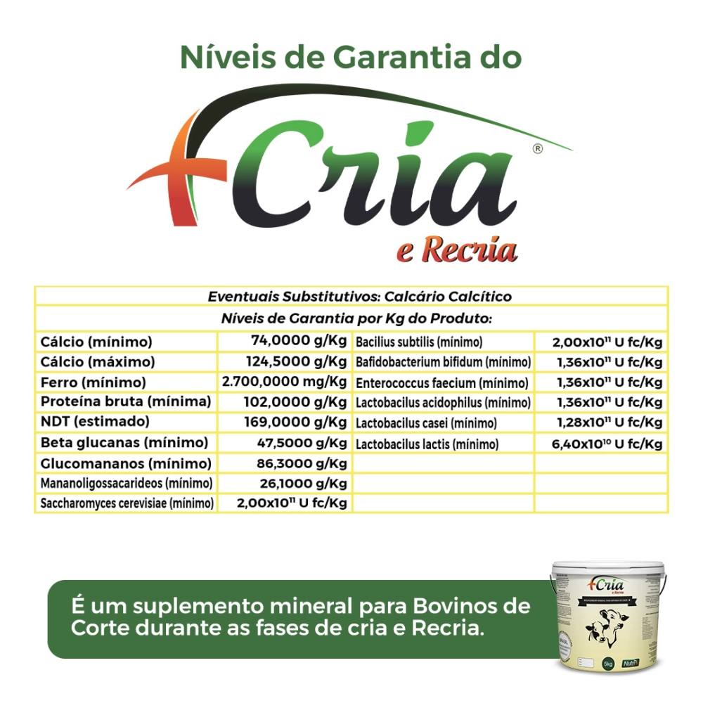 2 BALDES 5KG CADA DE SUPLEMENTO +CRIA (FRETE GRÁTIS)