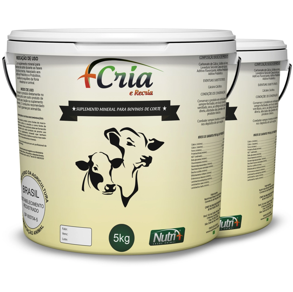 2 BALDES 5KG CADA DE SUPLEMENTO +CRIA (FRETE GRÁTIS)