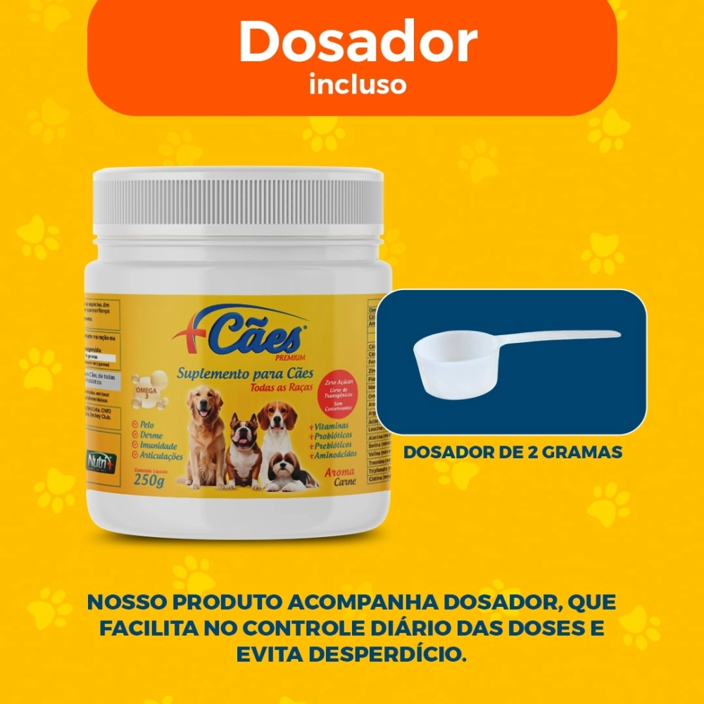 2 POTES 250G CADA DE SUPLEMENTO +CÃES (FRETE GRÁTIS)