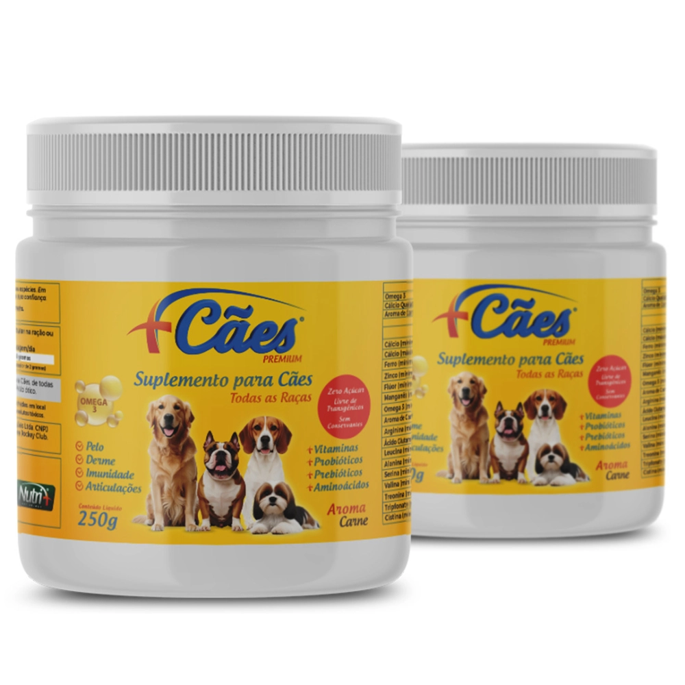 2 POTES 250G CADA DE SUPLEMENTO +CÃES (FRETE GRÁTIS)