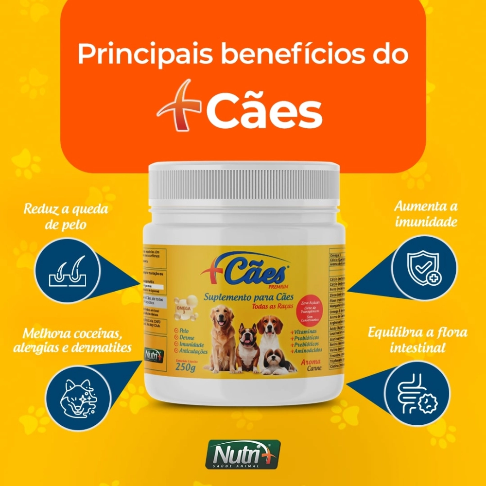 2 POTES 250G CADA DE SUPLEMENTO +CÃES (FRETE GRÁTIS)