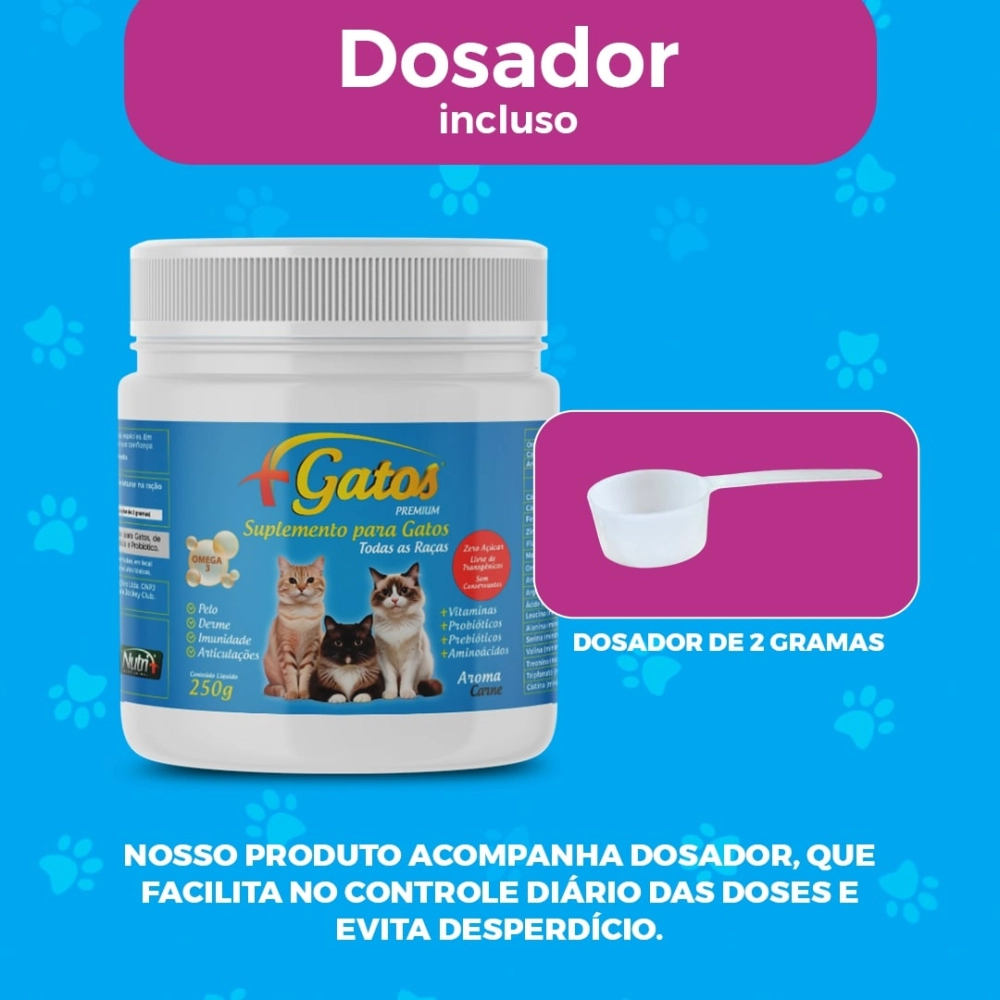 2 POTES 250G CADA DE SUPLEMENTO +GATOS (FRETE GRÁTIS)