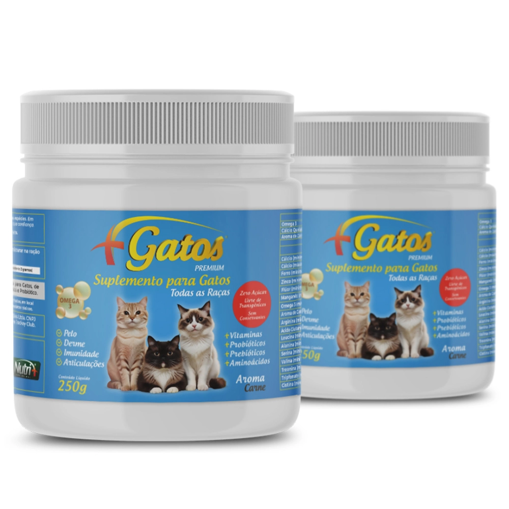 2 POTES 250G CADA DE SUPLEMENTO +GATOS (FRETE GRÁTIS)