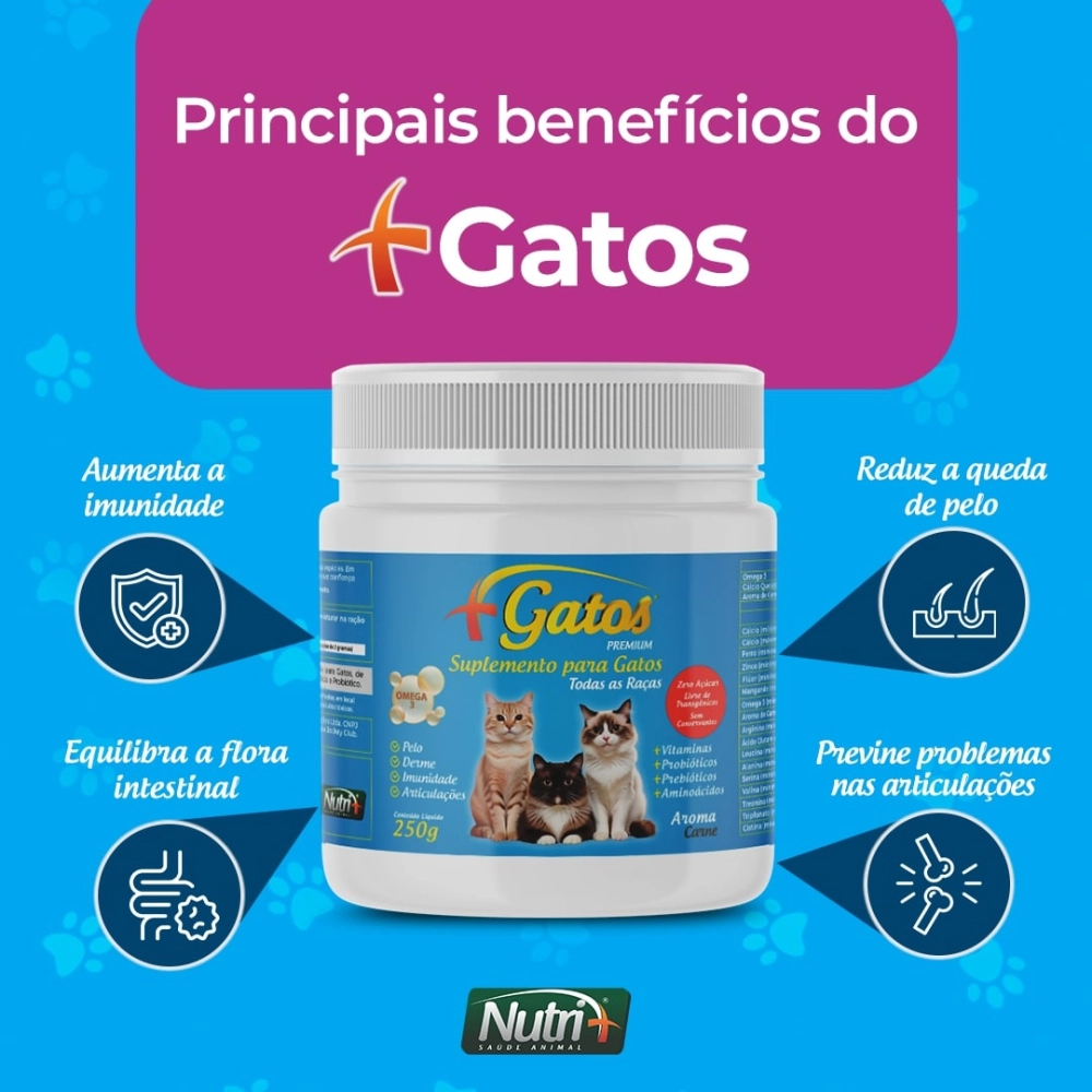 2 POTES 250G CADA DE SUPLEMENTO +GATOS (FRETE GRÁTIS)