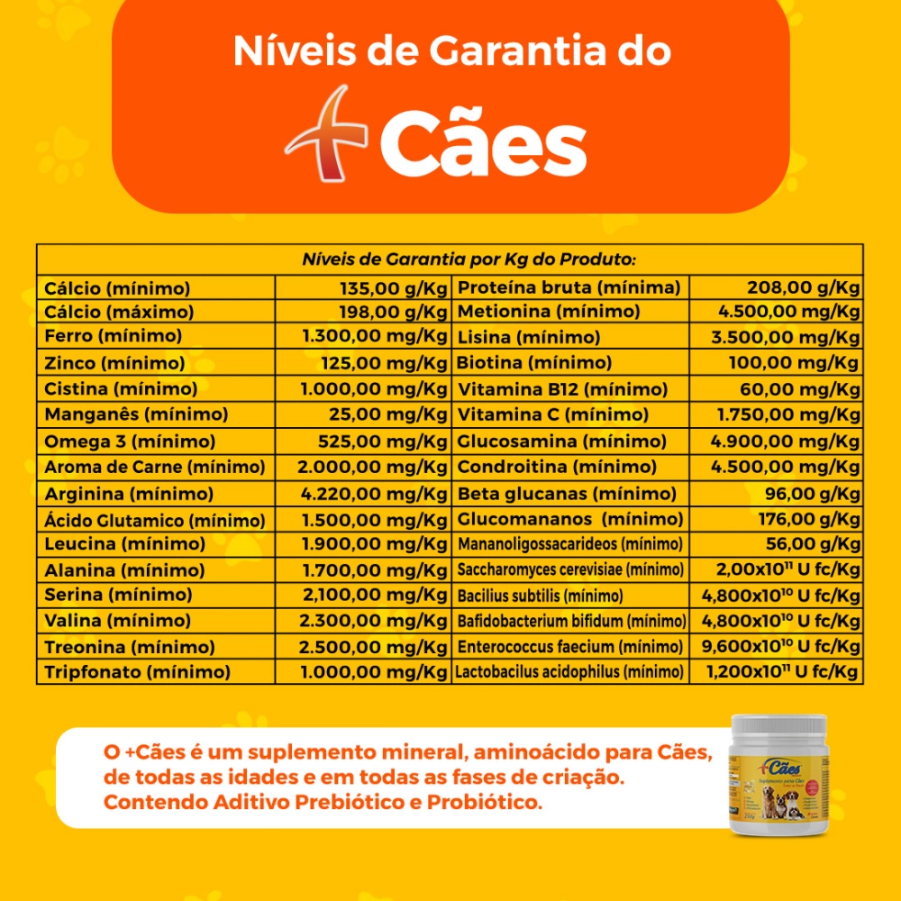 2 POTES 250G CADA SUPLEMENTO +CÃES (FRETE GRÁTIS)