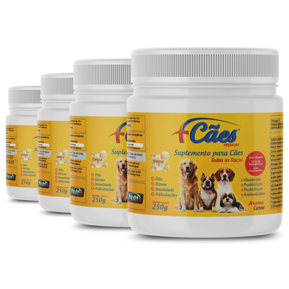 4 POTES 250G CADA DE SUPLEMENTO +CÃES (FRETE GRÁTIS)